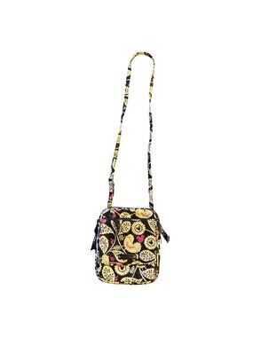 Disney Vera Bradley Crossbody Bag Floral Print Black & Pink Multi-Pocket Design